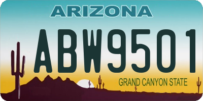 AZ license plate ABW9501