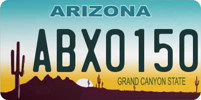 AZ license plate ABX0150