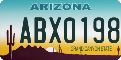 AZ license plate ABX0198