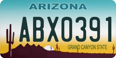 AZ license plate ABX0391