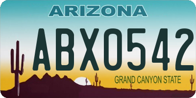 AZ license plate ABX0542