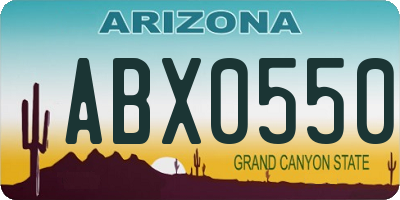 AZ license plate ABX0550