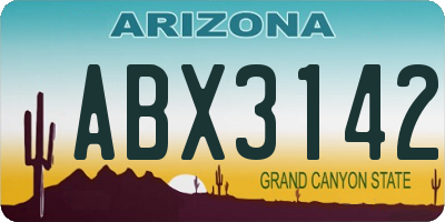AZ license plate ABX3142