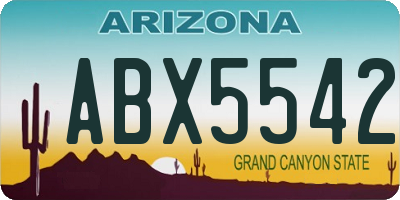 AZ license plate ABX5542
