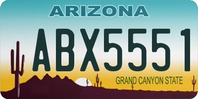 AZ license plate ABX5551