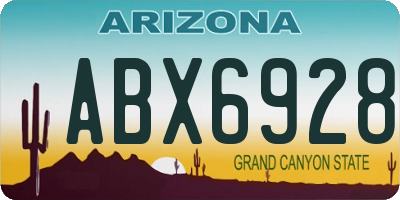 AZ license plate ABX6928