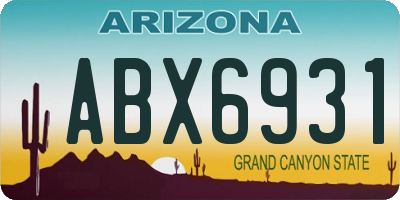 AZ license plate ABX6931
