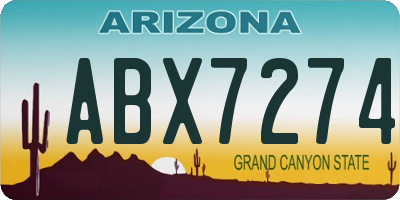 AZ license plate ABX7274