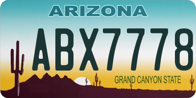 AZ license plate ABX7778