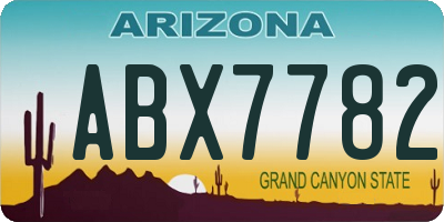 AZ license plate ABX7782