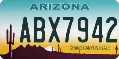 AZ license plate ABX7942