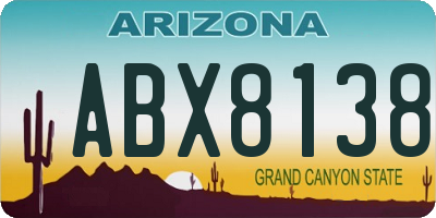 AZ license plate ABX8138