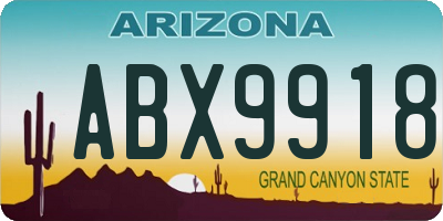 AZ license plate ABX9918