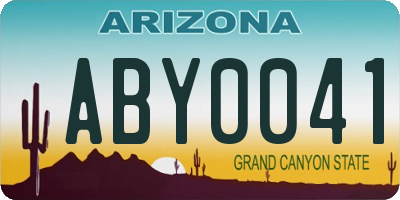 AZ license plate ABY0041