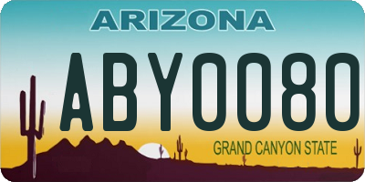 AZ license plate ABY0080