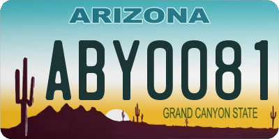 AZ license plate ABY0081