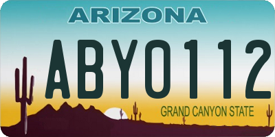 AZ license plate ABY0112
