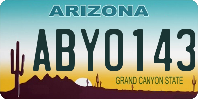AZ license plate ABY0143