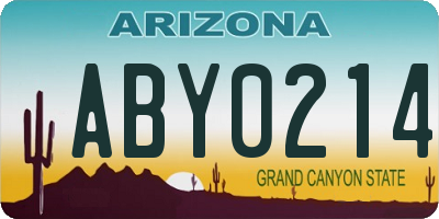 AZ license plate ABY0214