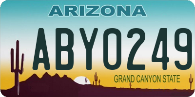 AZ license plate ABY0249