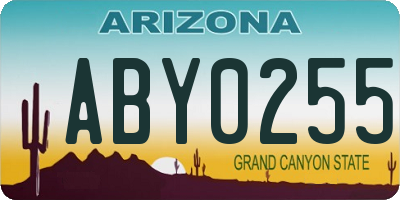 AZ license plate ABY0255