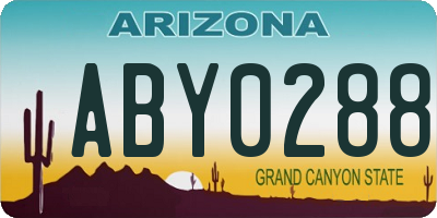 AZ license plate ABY0288