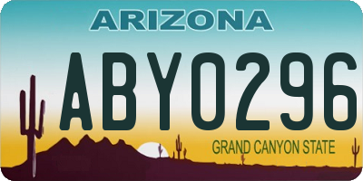 AZ license plate ABY0296