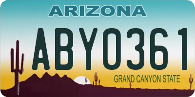 AZ license plate ABY0361