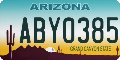 AZ license plate ABY0385