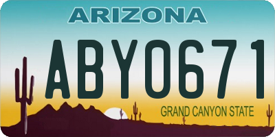 AZ license plate ABY0671