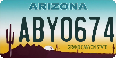 AZ license plate ABY0674