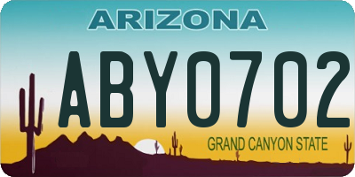AZ license plate ABY0702