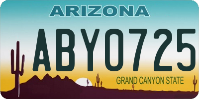 AZ license plate ABY0725