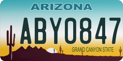 AZ license plate ABY0847
