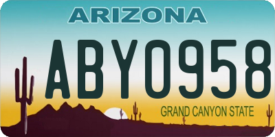 AZ license plate ABY0958