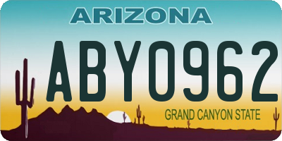 AZ license plate ABY0962