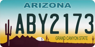 AZ license plate ABY2173