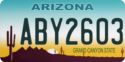 AZ license plate ABY2603