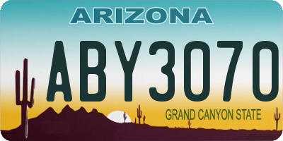 AZ license plate ABY3070