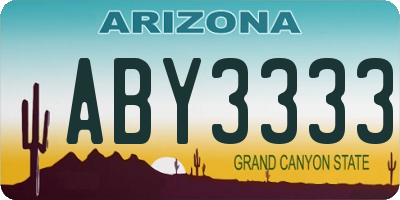 AZ license plate ABY3333