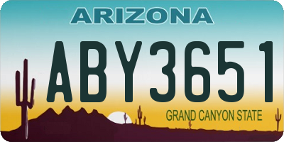 AZ license plate ABY3651
