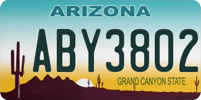 AZ license plate ABY3802