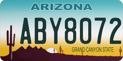 AZ license plate ABY8072