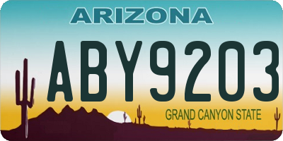 AZ license plate ABY9203