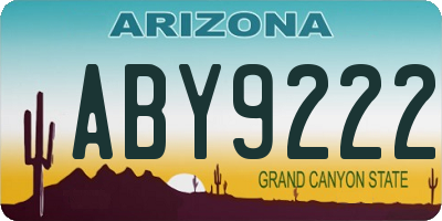 AZ license plate ABY9222
