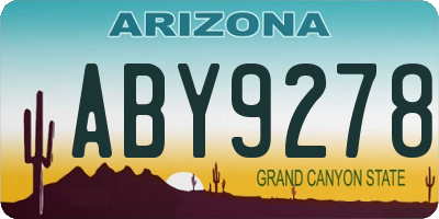 AZ license plate ABY9278