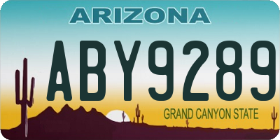 AZ license plate ABY9289