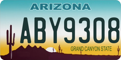 AZ license plate ABY9308