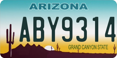 AZ license plate ABY9314