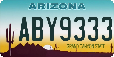 AZ license plate ABY9333